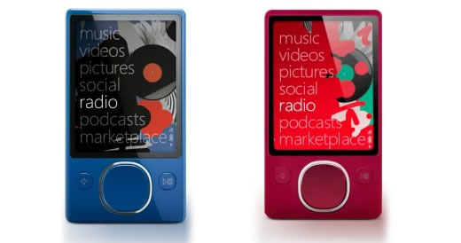 Zune 120 azul y rojo disponibles en  Zune Originals