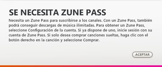 Zune pass canales