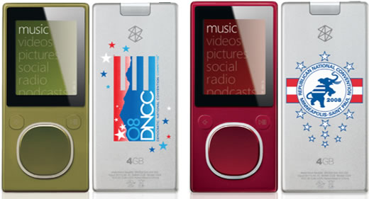 Ediciones especiales de Zune para republicanos y demócratas