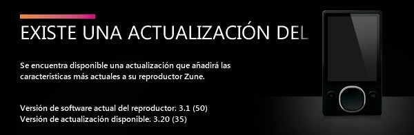 Actualización firmware Zune 3.2