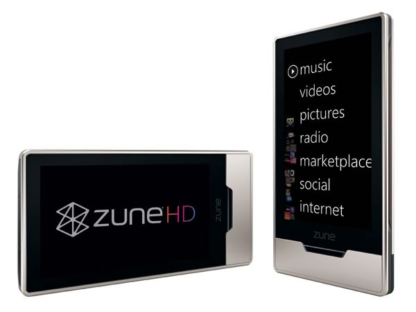 Zune HD plateado horizontal vertical