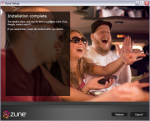 Fin de la instalación del Software Zune